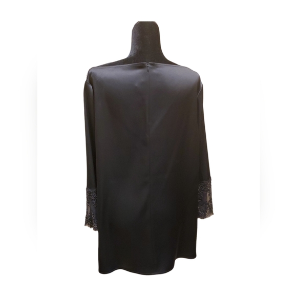 Saint John Black Satin, Lace, Jeweled Blouse / Shirt, Pants, and Belt Size 16 - Picture 4 of 9